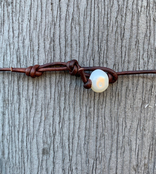 Handmade Organic Silver Diamond Leather Adjustable Lariat Necklace with Variegated Moonstone Cluster