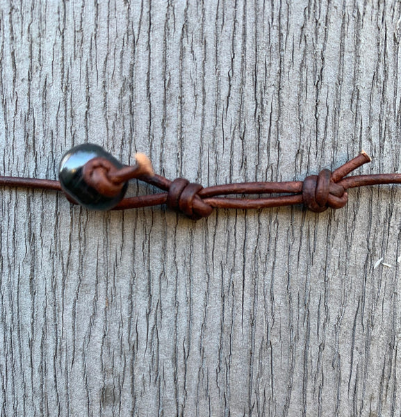 Handmade Organic Silver Diamond Leather Adjustable Lariat Necklace with Variegated Smokey Quartz Cluster