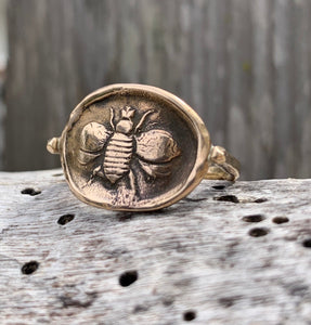 Bronze Bee Ring with 14K Gold Fill Band