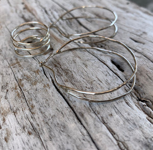 Hammered Double Hoop Sterling Silver Earrings