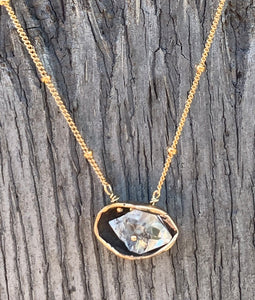 14K Gold Fill Herkimer Diamond Crystal Cave Necklace Small