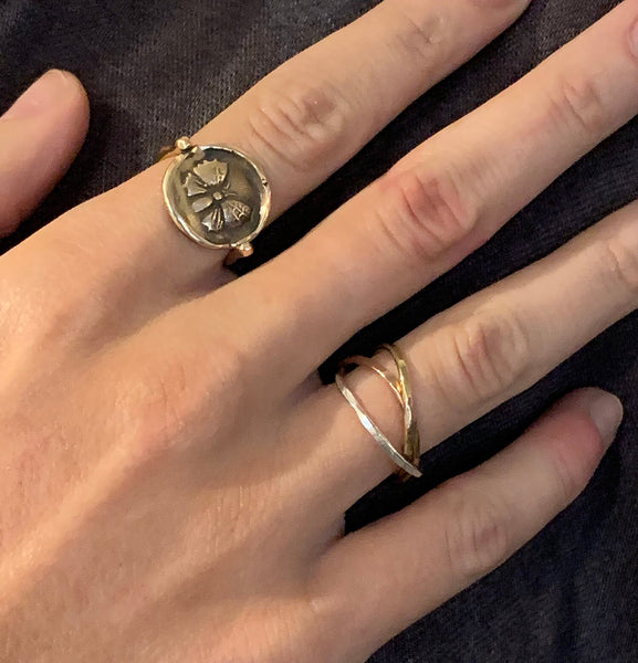 Bronze Butterfly Ring with 14K Gold Fill Band