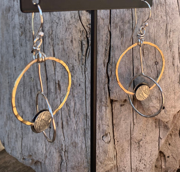 Mixed Metal Double Circle Earrings