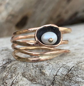 Gold Fill Wrap Ring with Fresh Water Pearl Set in a Pod