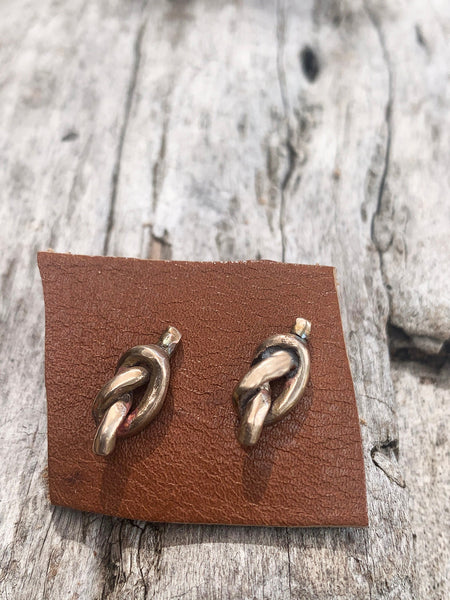 Bronze Cast Knot Stud Earrings