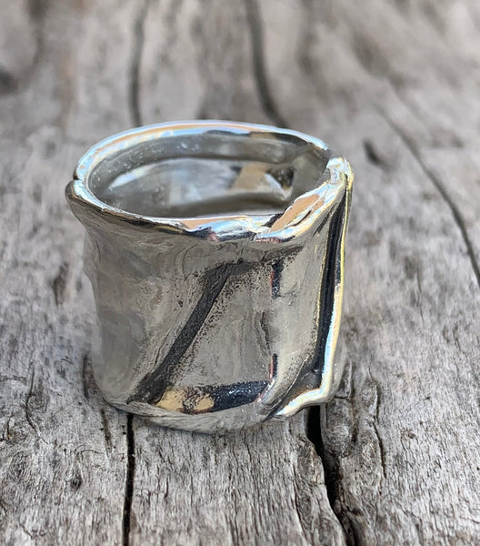 Sterling Silver Cast Folded Cuff Ring