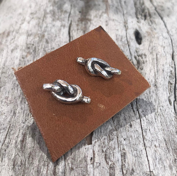 Sterling Silver Cast Knot Stud Earrings