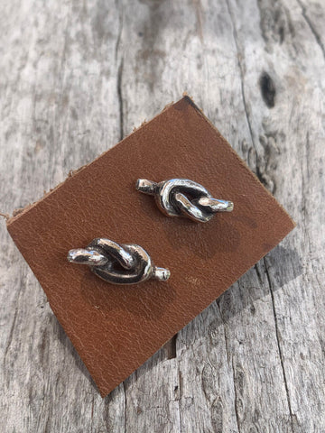 Sterling Silver Cast Knot Stud Earrings