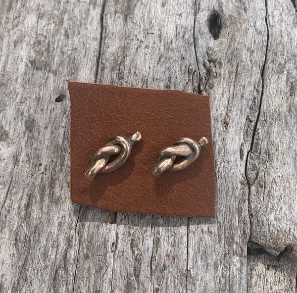 Sterling Silver Cast Knot Stud Earrings