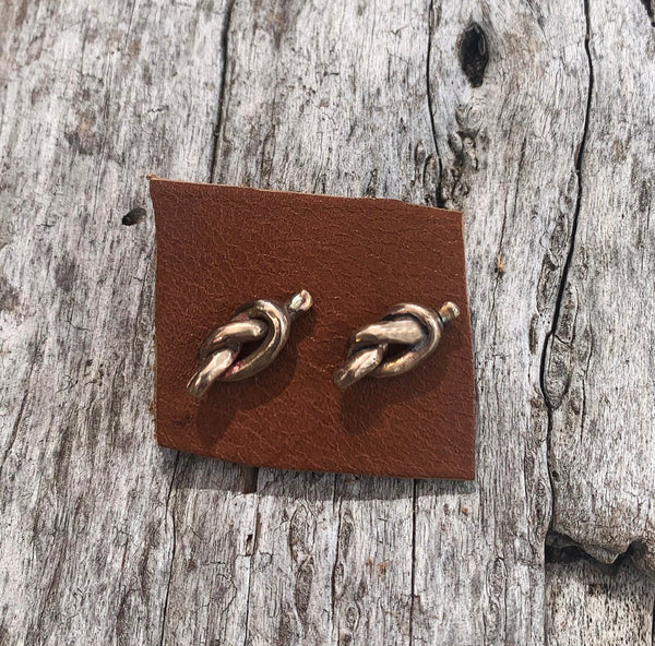 Bronze Cast Knot Stud Earrings