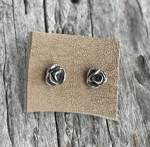 Handmade Sterling Silver Rose Stud Earrings