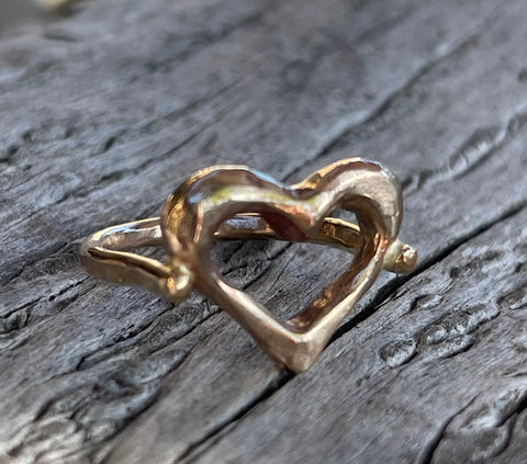 Bronze Heart Ring with 14K Gold Fill Band