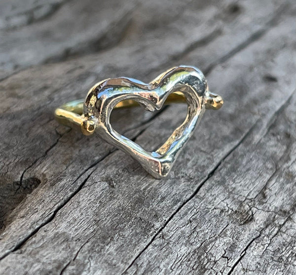 Sterling Silver Heart Ring with 14K Gold Fill Band