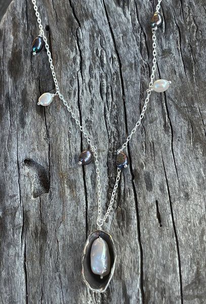 Sterling Silver Pearl in a Pod Necklace