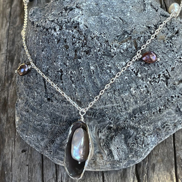 Sterling Silver Pearl in a Pod Necklace