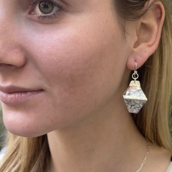 Hammered 14 k Gold Filled Box Style Lantern Earrings