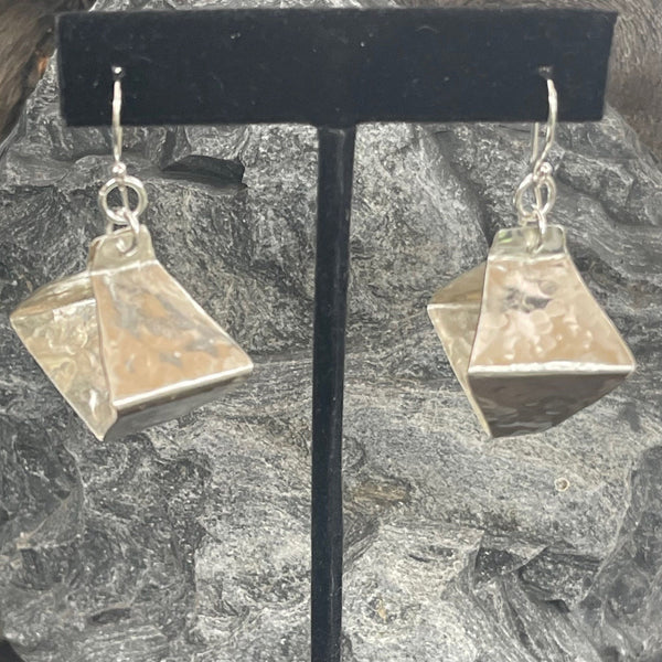 Hammered 14 k Gold Filled Box Style Lantern Earrings