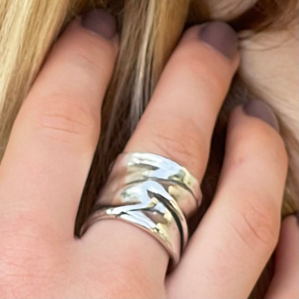 Sterling Silver Cast Folded Cuff Ring