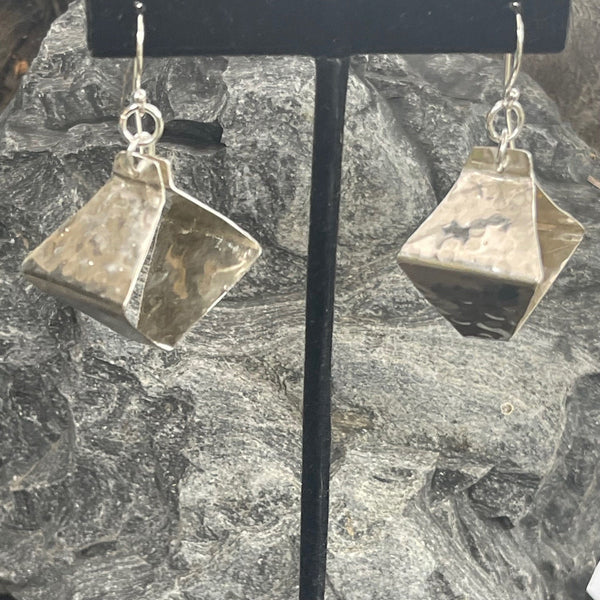 Hammered 14 k Gold Filled Box Style Lantern Earrings