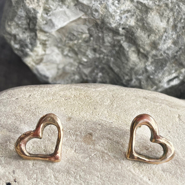 Handmade Sterling Silver Organic Heart Post Earrings