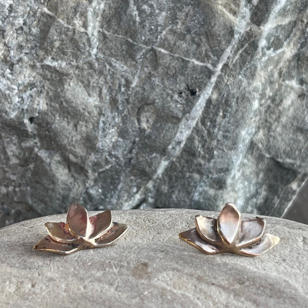 Handmade Sterling Silver Large Lotus Post Earrings