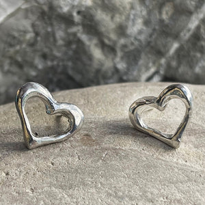 Handmade Sterling Silver Organic Heart Post Earrings