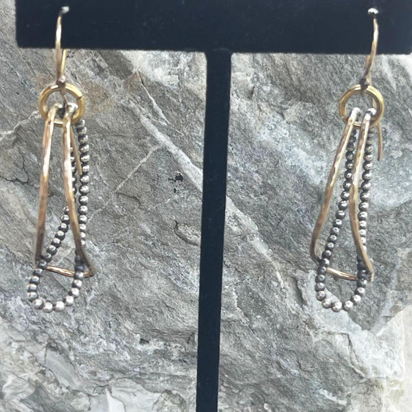 Gold Filled Looped Double Hoop Earrings with Sterling Silver Beaded Wire