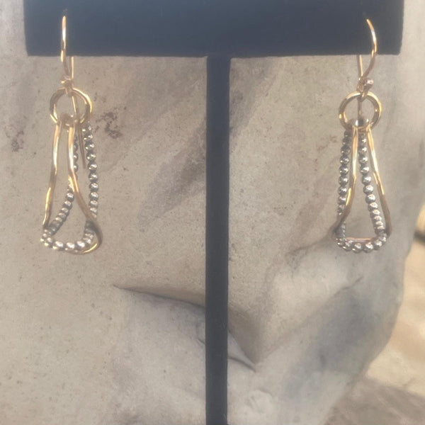 Gold Filled Looped Double Hoop Earrings with Sterling Silver Beaded Wire