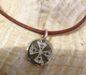 Handmade Sterling Silver Celtic Warrior Charm Adjustable Leather Bracelet